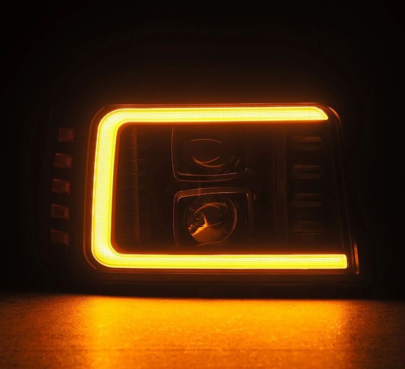 AlphaRex 92-96 Ford F-Series/Bronco LUXX-Series Proj Headlights Blk w/Actv Light SeqSig & SBDRL AlphaRex Headlights  AXOPROS