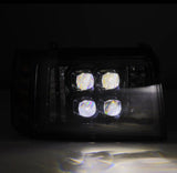 AlphaRex 92-96 Ford F-Series/Bronco NOVA-Series LED Proj Headlight Alpha-Bk w/Actv Light SS & SBDRL AlphaRex Headlights  AXOPROS