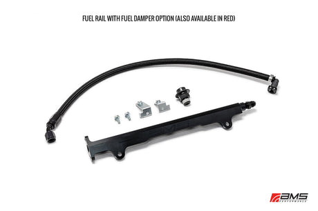 AMS Performance 08-15 Mitsubishi EVO X CNC Machined Aluminum Fuel Rail w/Pulsation Dampener - Black AMS Fuel Rails  AXOPROS
