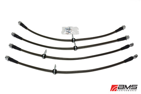 AMS Performance 08-15 Mitsubishi EVO X Stainless Steel Brake Lines (4 Lines) AMS Brake Line Kits  AXOPROS
