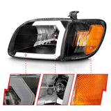 ANZO 00-04 Toyota Tundra (Fits Reg/Acc Cab Only) Crystal Headlights w/Light Bar Black w/Corner Light ANZO Headlights  AXOPROS