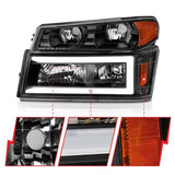 ANZO 04-12 GM Colorado/Canyon/I-Series Crystal Headlights - w/ Light Bar Black Housing 4pcs ANZO Headlights  AXOPROS