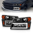 ANZO 04-12 GM Colorado/Canyon/I-Series Crystal Headlights - w/ Light Bar Black Housing 4pcs ANZO Headlights  AXOPROS