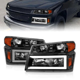ANZO 04-12 GM Colorado/Canyon/I-Series Crystal Headlights - w/ Light Bar Black Housing 4pcs ANZO Headlights  AXOPROS