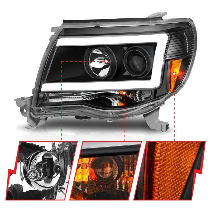 ANZO 05-09 Toyota Tacoma Projector Light Bar Style Headlights w/ C Light Bar ANZO Headlights  AXOPROS