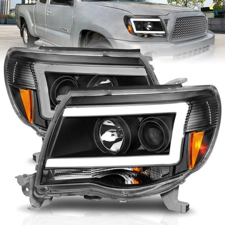ANZO 05-09 Toyota Tacoma Projector Light Bar Style Headlights w/ C Light Bar ANZO Headlights  AXOPROS