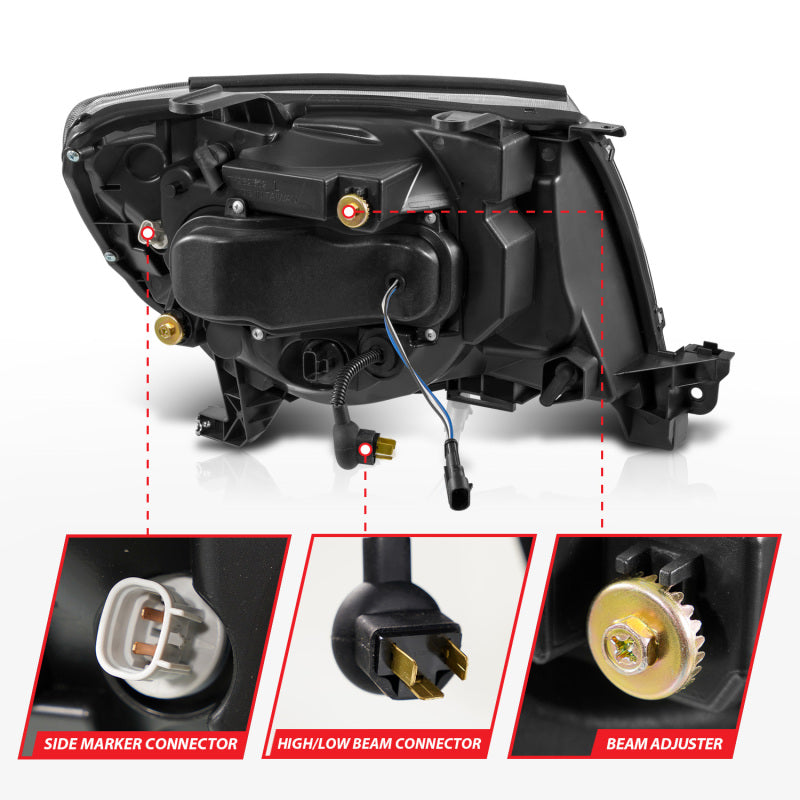 ANZO 05-11 Toyota Tacoma Full LED Proj Headlights White DRL/Init/SeqSig Black - Pair ANZO Headlights  AXOPROS