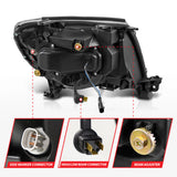 ANZO 05-11 Toyota Tacoma Full LED Proj Headlights White DRL/Init/SeqSig Black - Pair ANZO Headlights  AXOPROS
