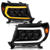 ANZO 05-11 Toyota Tacoma Full LED Proj Headlights White DRL/Init/SeqSig Black - Pair ANZO Headlights  AXOPROS