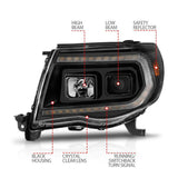 ANZO 05-11 Toyota Tacoma Projector Headlights w/Light Bar Switchback Black Housing ANZO Headlights  AXOPROS