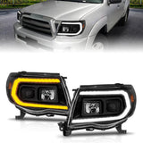 ANZO 05-11 Toyota Tacoma Projector Headlights w/Light Bar Switchback Black Housing ANZO Headlights  AXOPROS