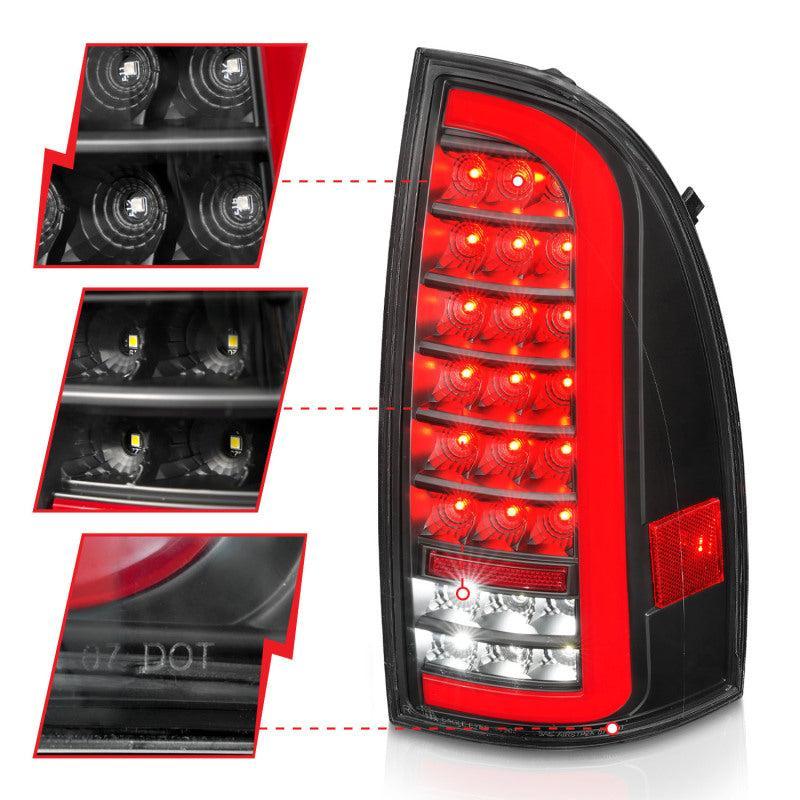 ANZO 05-15 Toyota Tacoma Full LED Tail Lights w/Light Bar Sequential Black Housing Clear Lens ANZO Tail Lights  AXOPROS