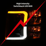 ANZO 07-13 Chevrolet Silverado 1500 Plank Style Projector Headlights Black w/ Amber ANZO Headlights  AXOPROS