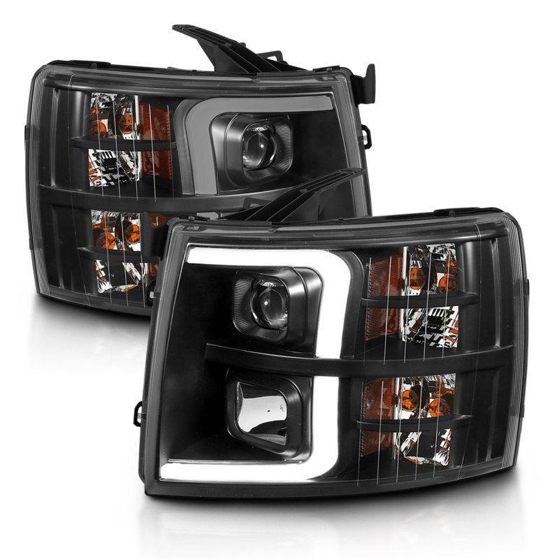 ANZO 07-13 Chevrolet Silverado 3500 Projector Headlights - Black Amber ANZO Headlights  AXOPROS