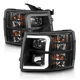 ANZO 07-13 Chevrolet Silverado 3500 Projector Headlights - Black Amber ANZO Headlights  AXOPROS