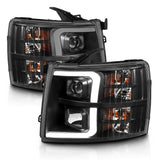 ANZO 07-13 Chevrolet Silverado 3500 Projector Headlights - Black Amber ANZO Headlights  AXOPROS