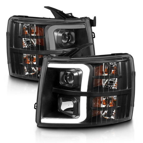 ANZO 07-13 Chevrolet Silverado 3500 Projector Headlights - Black Amber ANZO Headlights  AXOPROS