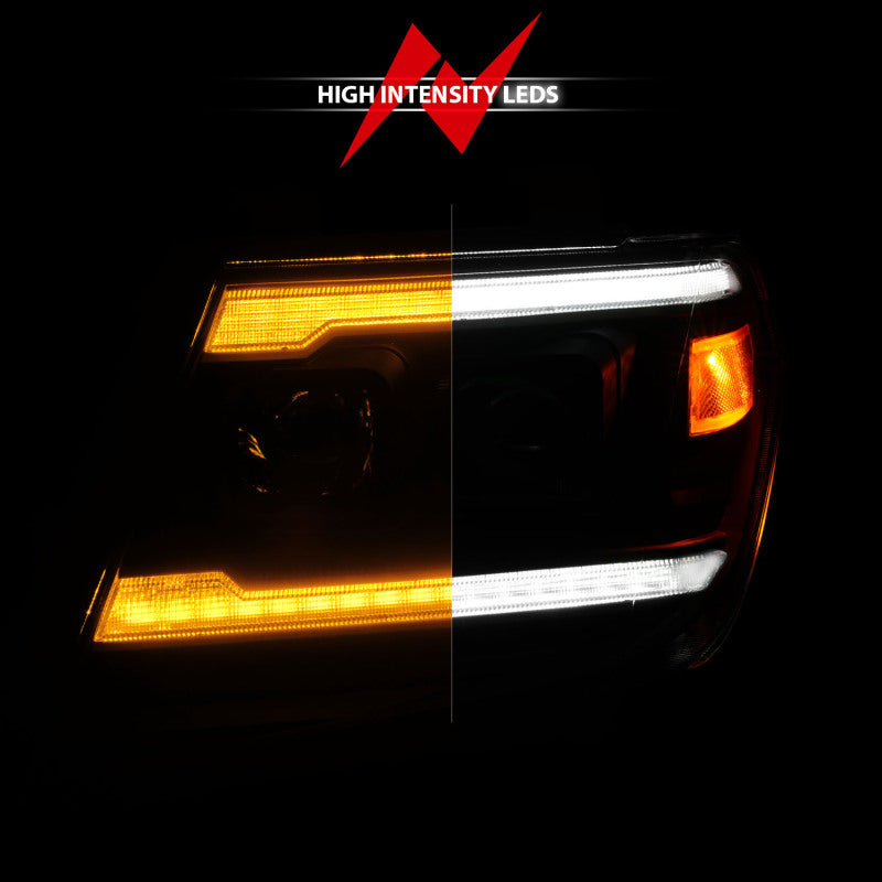 ANZO 09-20 Nissan Frontier Black Projector Plank Style DRL w/ Switchback & Sequential LED DRL ANZO Headlights  AXOPROS