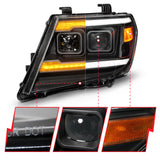 ANZO 09-20 Nissan Frontier Black Projector Plank Style DRL w/ Switchback & Sequential LED DRL ANZO Headlights  AXOPROS