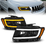 ANZO 11-13 Jeep Grand Cherokee (Factory Halogen Only) Projector Headlights w/Light Bar Swtchbk Black ANZO Headlights  AXOPROS