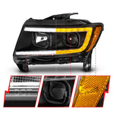 ANZO 11-13 Jeep Grand Cherokee (Factory Halogen Only) Projector Headlights w/Light Bar Swtchbk Black ANZO Headlights  AXOPROS