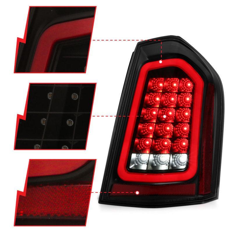 ANZO 11-14 Chrysler 300 LED Taillights Black w/ Sequential ANZO Tail Lights  AXOPROS