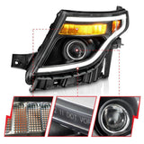 ANZO 11-15 Ford Explorer (w/Factory Halogen HL Only) Projector Headlights w/Light Bar Black Housing ANZO Headlights  AXOPROS
