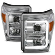 ANZO 11-16 Ford F-250/F-350/F-450 Projector Headlights w/ Plank Style Switchback Chrome w/Amber ANZO Headlights  AXOPROS