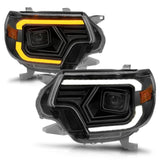 ANZO 12-15 Toyota Tacoma Projector Headlights - w/ Light Bar Switchback Black Housing ANZO Headlights  AXOPROS
