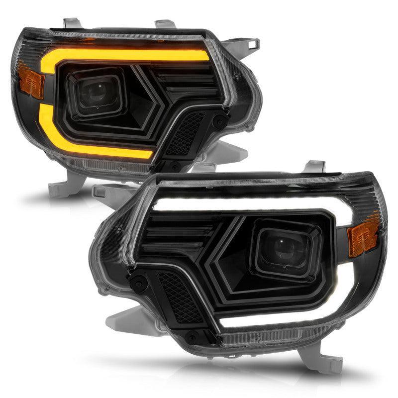 ANZO 12-15 Toyota Tacoma Projector Headlights - w/ Light Bar Switchback Black Housing ANZO Headlights  AXOPROS