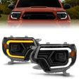 ANZO 12-15 Toyota Tacoma Projector Headlights - w/ Light Bar Switchback Black Housing ANZO Headlights  AXOPROS