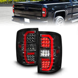 ANZO 14-18 GMC Sierra 1500 Full LED Taillights Black Housing Clear Lens (w/C Light Bars) ANZO Tail Lights  AXOPROS