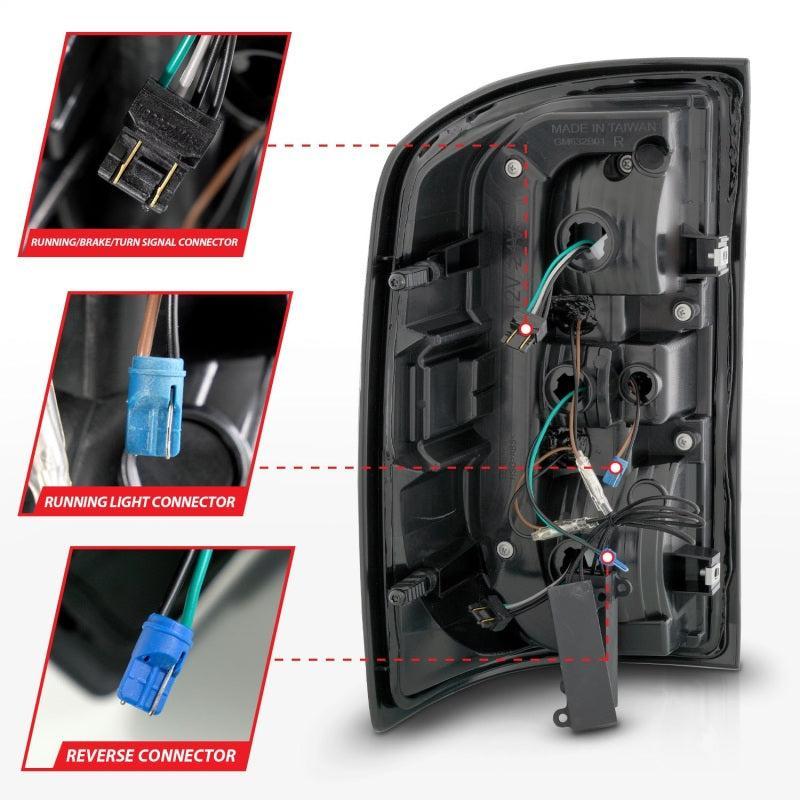 ANZO 14-18 GMC Sierra 1500 Full LED Taillights Black Housing Smoke Lens (w/C Light Bars) ANZO Tail Lights  AXOPROS