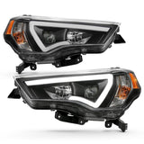 ANZO 14-18 Toyota 4 Runner Plank Style Projector Headlights Black w/ Amber ANZO Headlights  AXOPROS