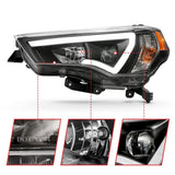 ANZO 14-18 Toyota 4 Runner Plank Style Projector Headlights Black w/ Amber ANZO Headlights  AXOPROS