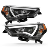 ANZO 14-18 Toyota 4 Runner Plank Style Projector Headlights Black w/ Amber ANZO Headlights  AXOPROS