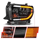 ANZO 14-21 Toyota Tundra (OE Halogen w/LED DRL) LED Crystal Headlights w/ Switchback &amp; DRL - Blk ANZO Headlights  AXOPROS