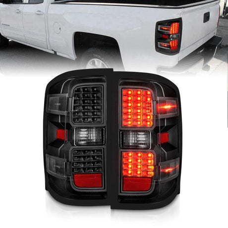 ANZO 15-19 Chevy Silverado 2500HD/3500HD (Factory Halogen Only) LED Tail Lights Black w/Clear Lens ANZO Tail Lights  AXOPROS