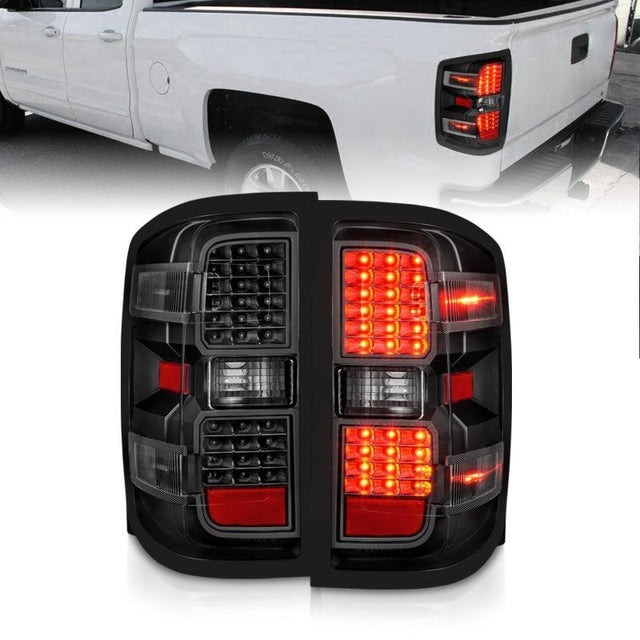 ANZO 15-19 Chevy Silverado 2500HD/3500HD (Factory Halogen Only) LED Tail Lights Black w/Clear Lens ANZO Tail Lights  AXOPROS