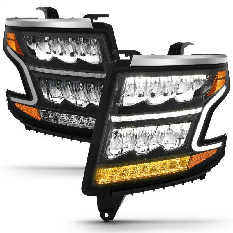 ANZO 15-20 Chevy Tahoe/Suburban LED Light Bar Style Headlights Black w/Sequential w/DRL w/Amber ANZO Headlights  AXOPROS