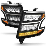 ANZO 15-20 Chevy Tahoe/Suburban LED Light Bar Style Headlights Black w/Sequential w/DRL w/Amber ANZO Headlights  AXOPROS