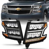 ANZO 15-20 Chevy Tahoe/Suburban LED Light Bar Style Headlights Black w/Sequential w/DRL w/Amber ANZO Headlights  AXOPROS