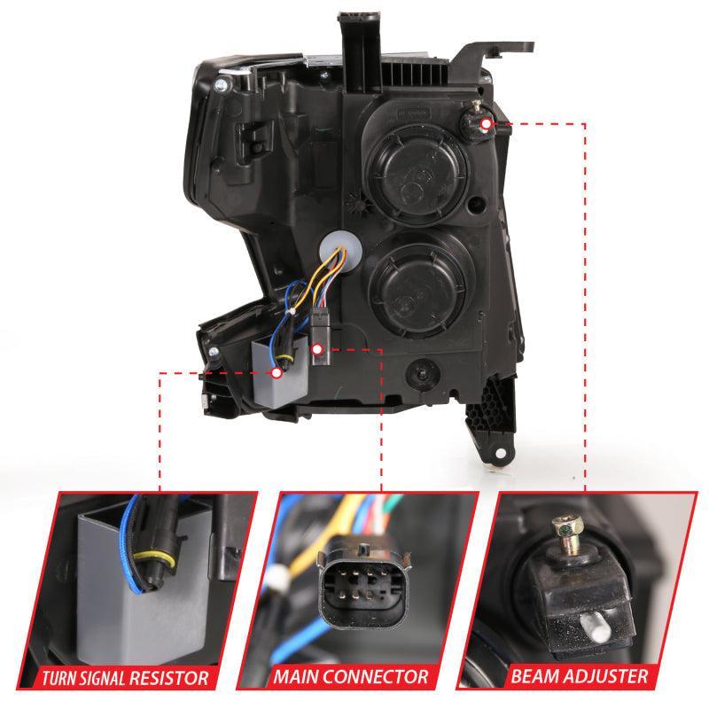 ANZO 15-20 Chevy Tahoe/Suburban LED Light Bar Style Headlights Black w/Sequential w/DRL w/Amber ANZO Headlights  AXOPROS