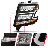 ANZO 15-20 Chevy Tahoe/Suburban LED Light Bar Style Headlights Black w/Sequential w/DRL w/Amber ANZO Headlights  AXOPROS