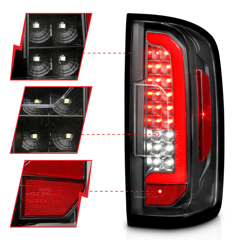 ANZO 15-21 Chevrolet Colorado Full LED Tail Lights w/ Red Lightbar Black Housing Clear Lens ANZO Tail Lights  AXOPROS