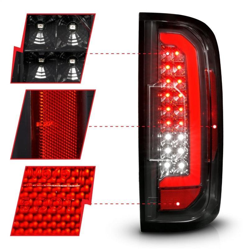 ANZO 15-21 GMC Canyon Full LED Taillights w/ Red Lightbar Black Housing/Clear Lens ANZO Tail Lights  AXOPROS