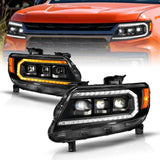 ANZO 15-22 Chevy Colorado Blk Housing Full LED DRL Projector Headlight w/ Sequential Light Bar ANZO Headlights  AXOPROS