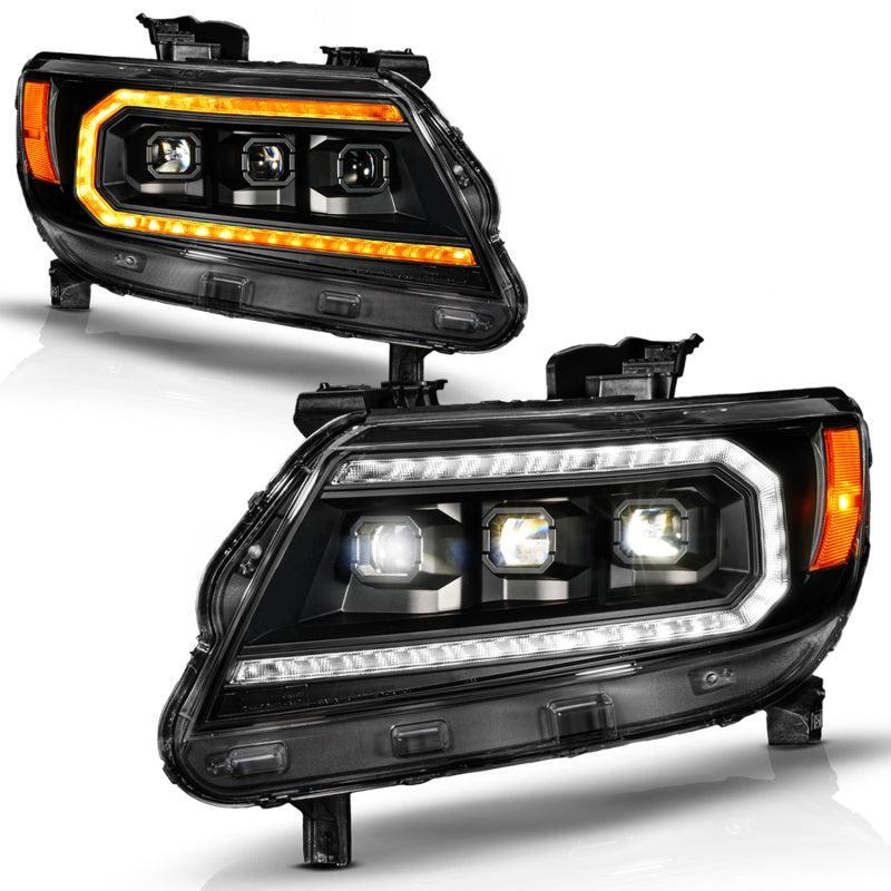 ANZO 15-22 Chevy Colorado Blk Housing Full LED DRL Projector Headlight w/ Sequential Light Bar ANZO Headlights  AXOPROS