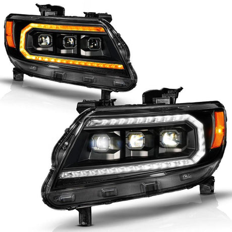 ANZO 15-22 Chevy Colorado Blk Housing Full LED DRL Projector Headlight w/ Sequential Light Bar ANZO Headlights  AXOPROS