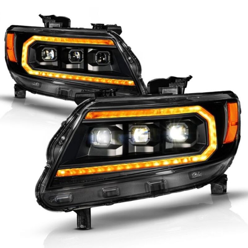 ANZO 15-22 Chevy Colorado Full LED Headlights w/ Initiation (Amber DRL) - Black ANZO Headlights  AXOPROS